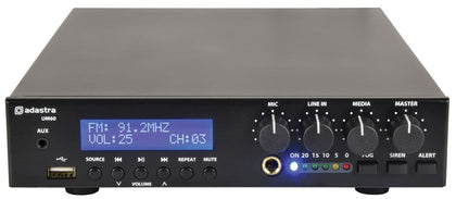 Adastra UM60 Compact 60W 100V Mixer Amplifier - FM Radio, USB Audio Player, BT Wireless Receiver