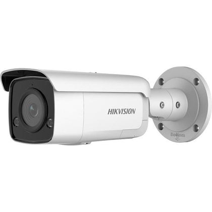 Hikvision DS-2CD2T46G2-ISU/SL Pro Series AcuSense 4MP Strobe Light and Audible Warning IP67 IR IP Bullet Camera, 2.8mm Fixed Lens, White