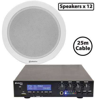 Compact 100V Ceiling Speaker Packages with Bluetooth & USB