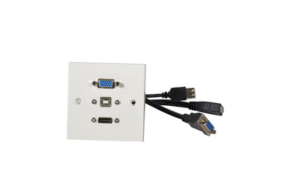 Multimedia Wallplate with VGA, USB Type-B and 4K HDMI Sockets